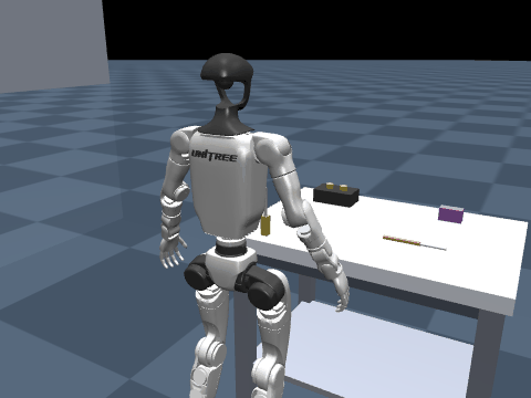 a best-case grasp; most attempts knock the object off the table